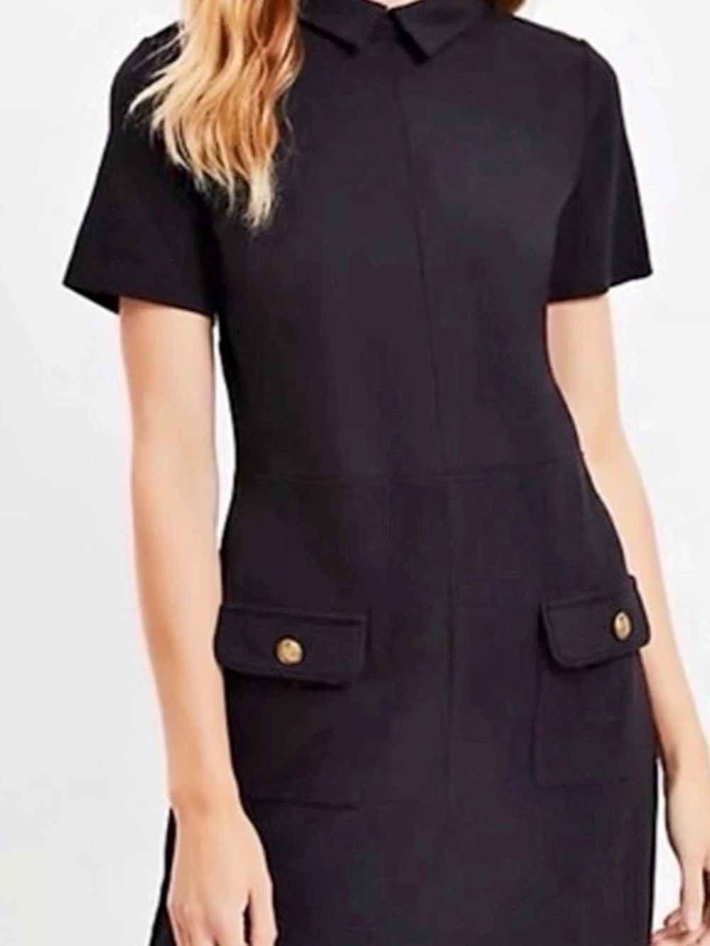 🎲 LOFT Pocket Shirt Dress Black Mini Dress Size Small